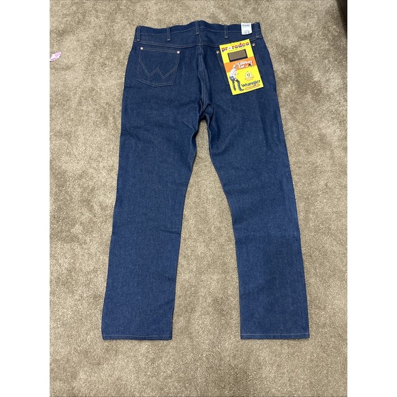 Wrangler Men's 13Mwz Dark Wash High Rise Rigid Cowboy Cut Straight Jeans 37x32 - Picture 4 of 4